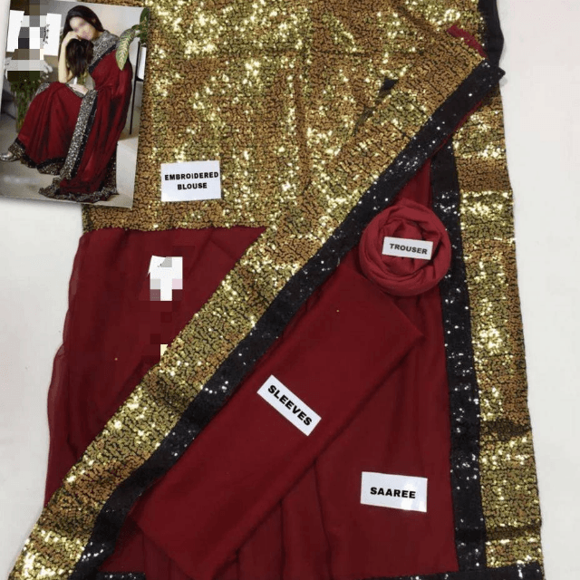 Myntra Embroidered Chafoon Saree