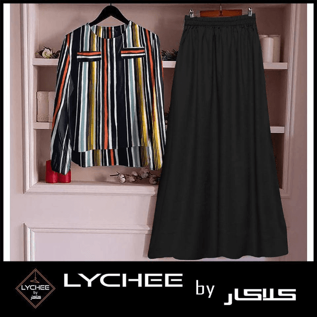 Skirt With Printed Shirt By Lychee
