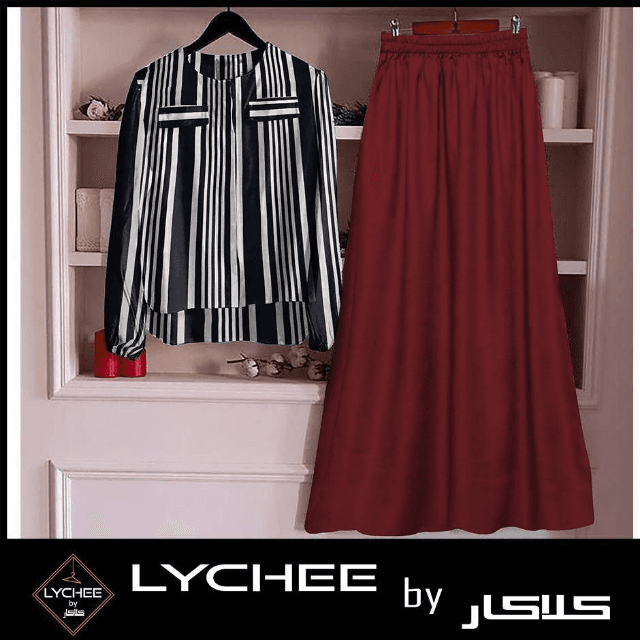 Skirt With Printed Shirt By Lychee