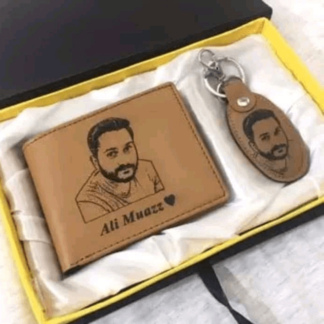 Customized Wallet And Keychain With Picture & Name