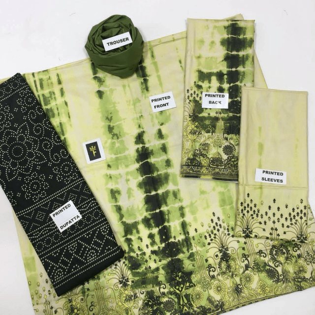 Linen With  Tie&Dye And Churni Dupatta 3PC