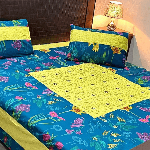 Center Embroidered Bed Sheet 3 PC