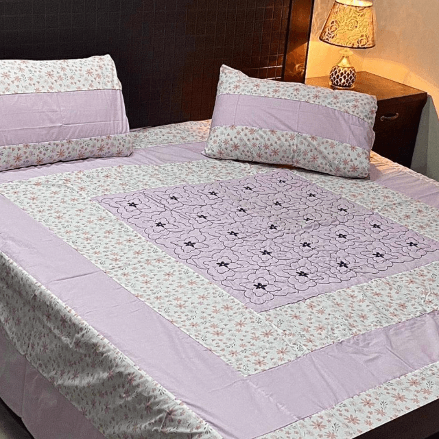 Center Embroidered Bed Sheet 3 PC