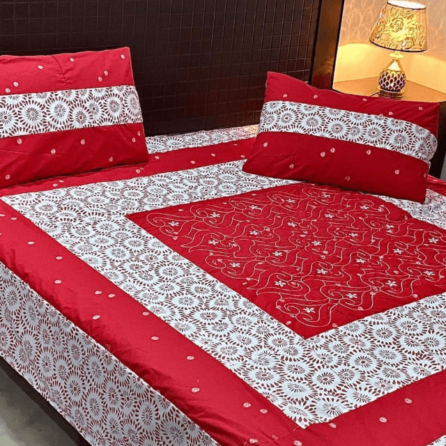 Center Embroidered Bed Sheet 3 PC