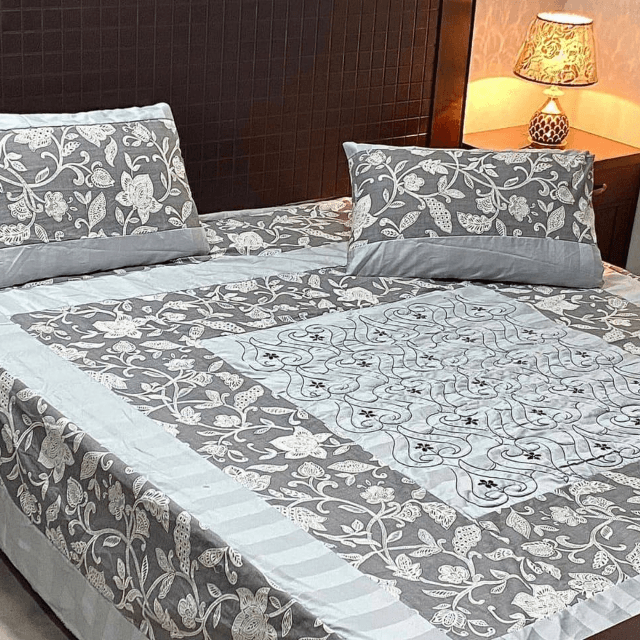 Center Embroidered Bed Sheet 3 PC