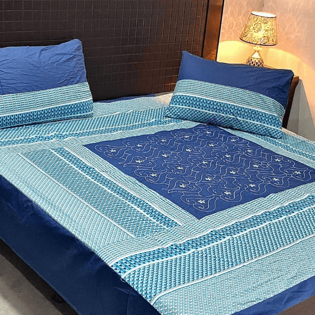 Center Embroidered Bed Sheet 3 PC