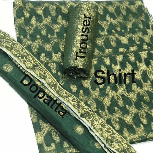 Organza Jamawar And Jacquard  3PC