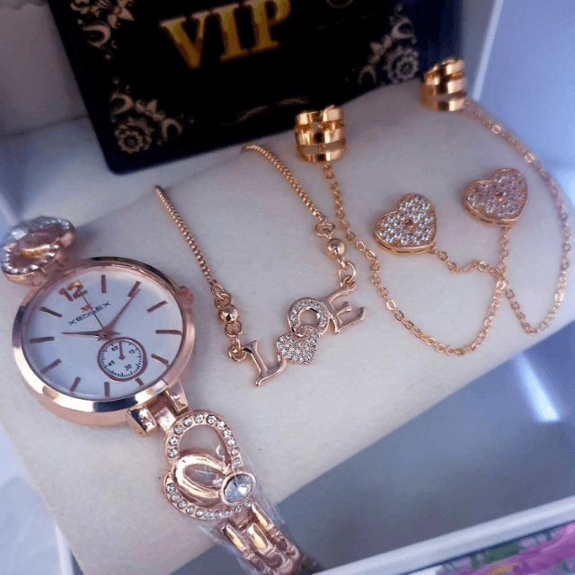 Watch With Ear Cuff And Locket