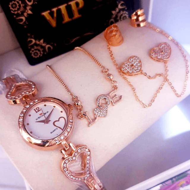 Watch With Ear Cuff And Locket