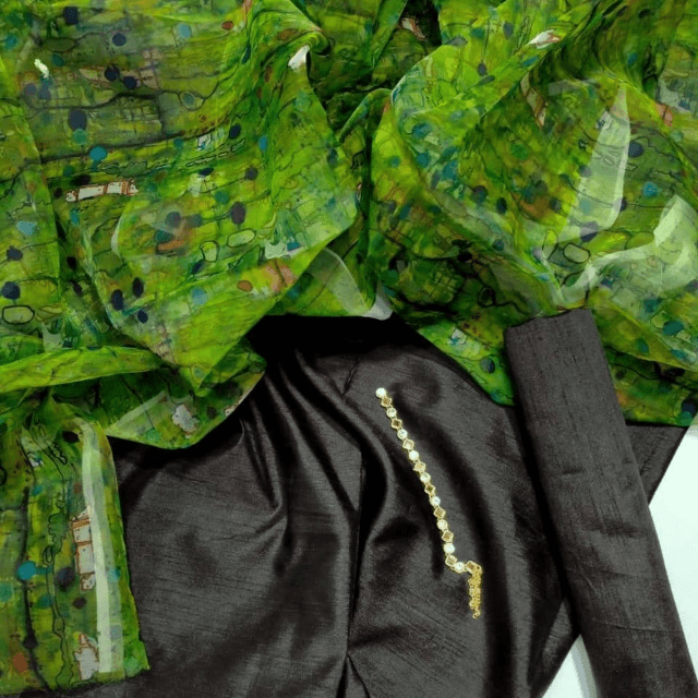 Raw Silk With Organza Dupatta 3PC