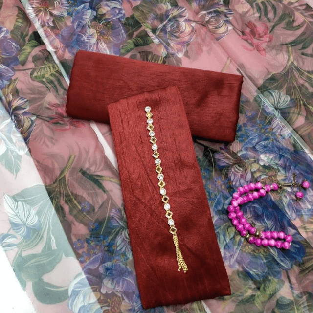 Raw Silk With Organza Dupatta 3PC